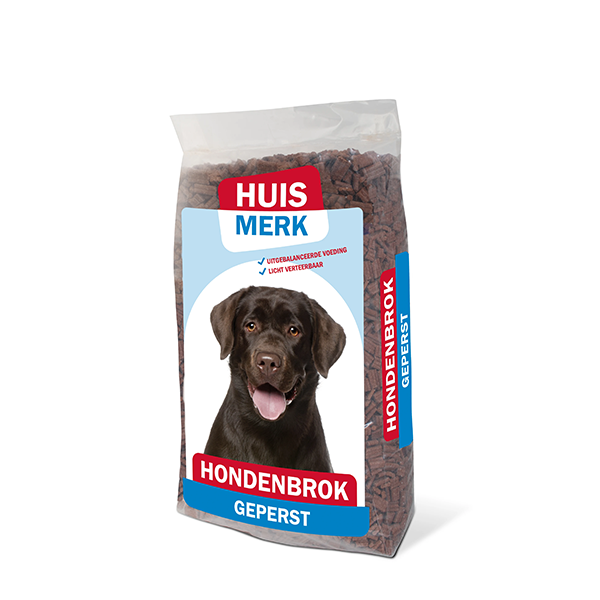 Huismerk hondenbrok geperst