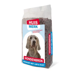 Huismerk hondenbrok krokant met lam & rijst