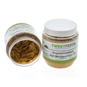 Vogelpindakaas met meelwormen