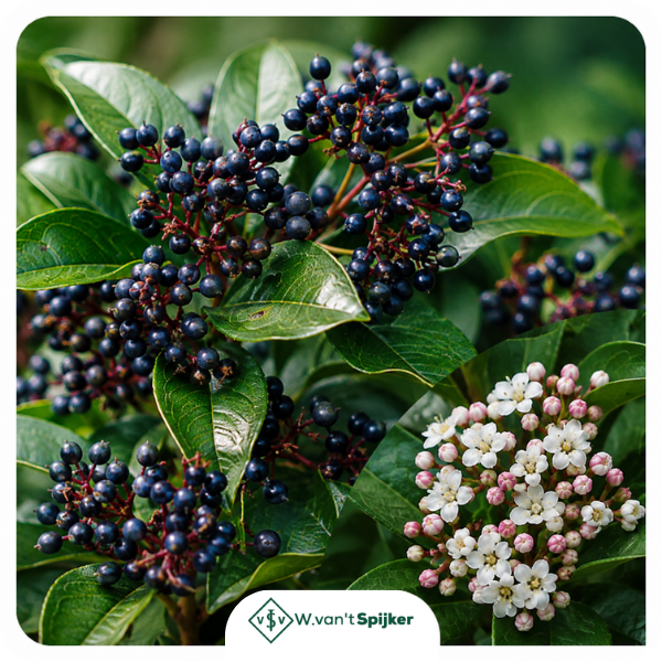 Details Viburnum Tinus 'Eve Price'